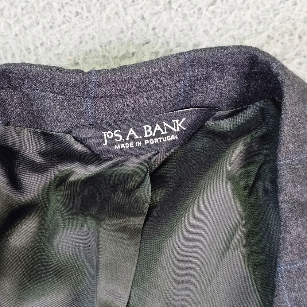 Jos. A. Bank Sport Coat‎ Mens 44L Gray Plaid Wool Cashmere Blazer Signature